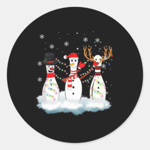 Pegatina Redonda Navidades de boliche Pajama enciende a los renos S
