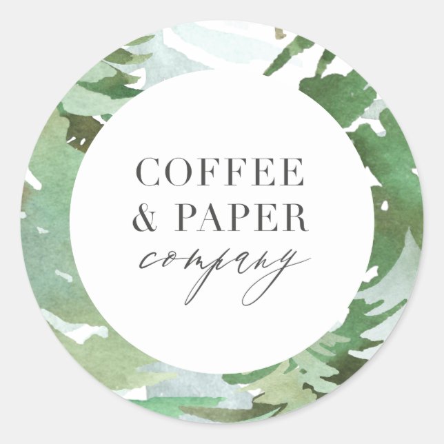 Pegatina Redonda Navidades de bosque acuático (Anverso)