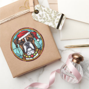 Pegatina Redonda Navidades de Boxer Seted Glass