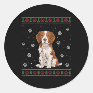 Pegatina Redonda Navidades de Bretaña Español Sweater Xmas Mascota