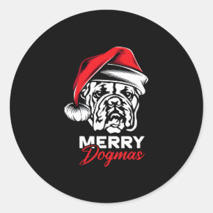 Pegatina Redonda Navidades de Bulldog en inglés de Dogmas