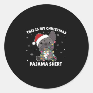 Pegatina Redonda Navidades De bulldog Estos Son Mis Navidades Pajam