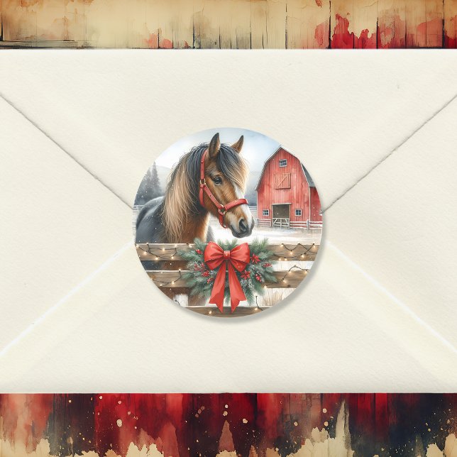 Pegatina Redonda Navidades de caballos y bares rusos rojos (Subido por el creador)