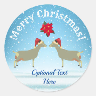 Pegatina Redonda Navidades de cabra lechera de Togo en la nieve