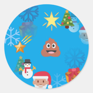 Pegatina Redonda navidades de caca de emoji