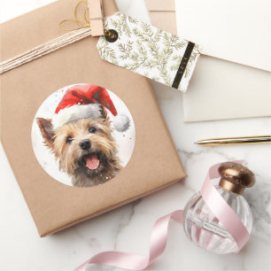 Pegatina Redonda Navidades de Cairn Terrier pinchan arte