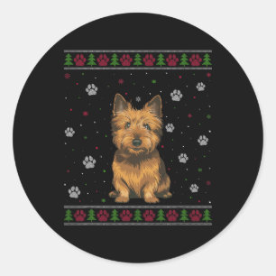 Pegatina Redonda Navidades de Cairn Terrier sudan Navidad Mascota