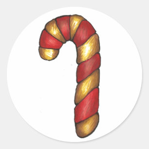 Pegatina Redonda Navidades de Candy Cane Twist Red Green Peppermint
