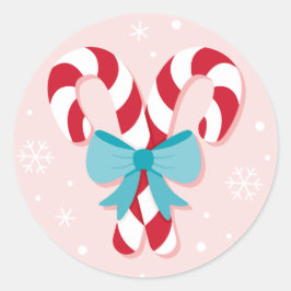 Pegatina Redonda Navidades de Candy Canes y Bows dulces