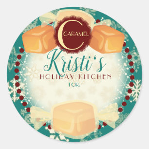 Pegatina Redonda Navidades de caramelos caseros de horneado vacacio