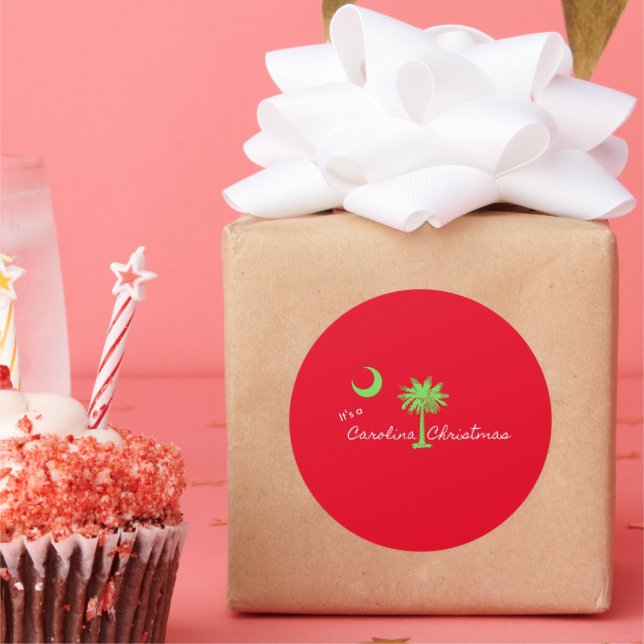 Pegatina Redonda Navidades de Carolina del Sur en vacaciones (Fiesta)