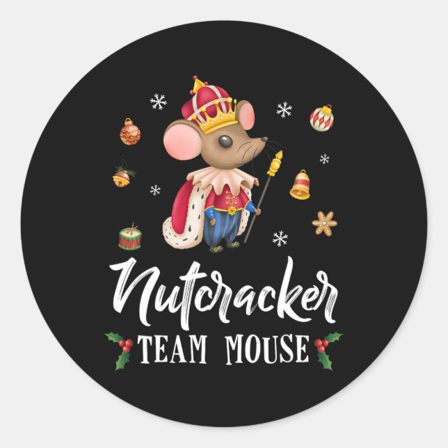 Pegatina Redonda Navidades de cazatalentos de Team Mouse bailan un  (Anverso)
