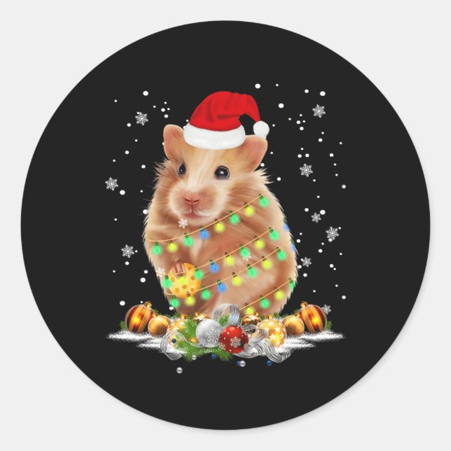 Pegatina Redonda Navidades de Cerdo de Guinea Navidad Regalos Anima (Anverso)