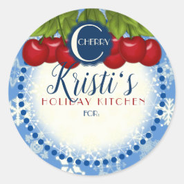 Pegatina Redonda Navidades de cerezas caseras para hornear de vacac