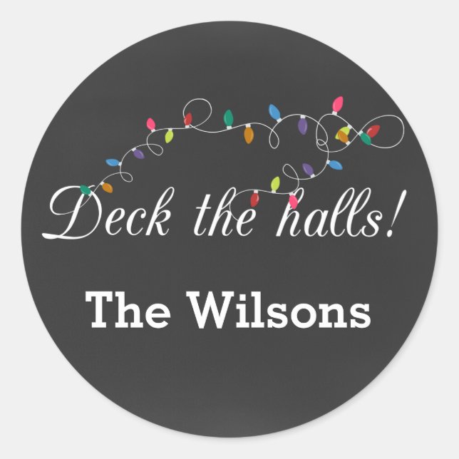 Pegatina Redonda Navidades de Chalkboard Iluminan a pegatinas de va (Anverso)