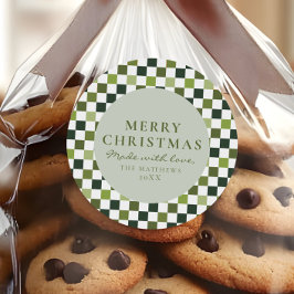 Pegatina Redonda Navidades de cheques verdes caseros para vacacione