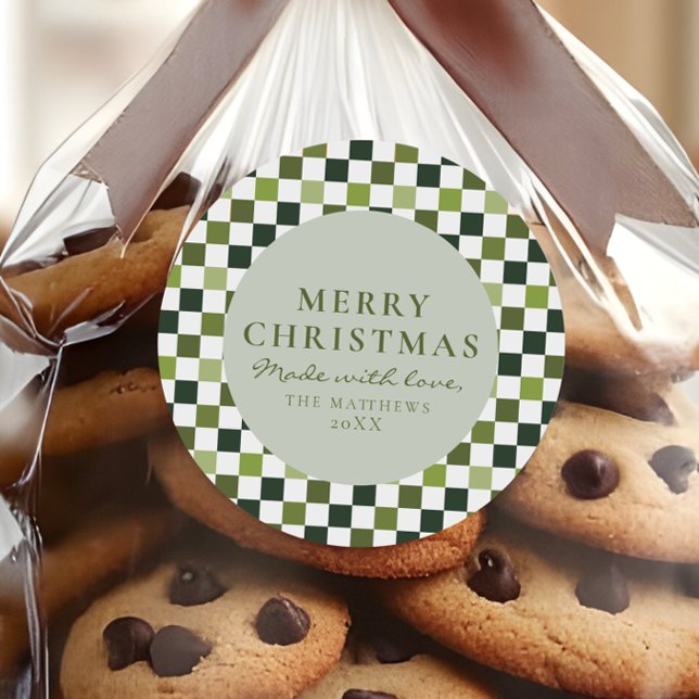 Pegatina Redonda Navidades de cheques verdes caseros para vacacione (Subido por el creador)