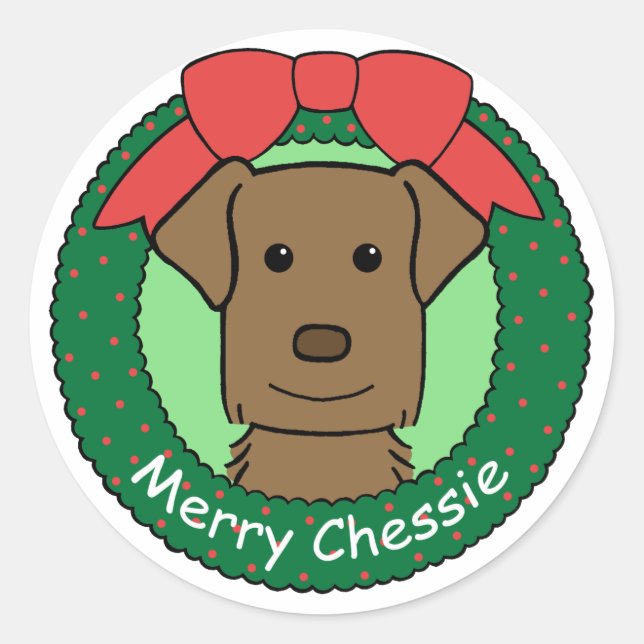 Pegatina Redonda Navidades de Chesapeake Bay Retriever (Anverso)