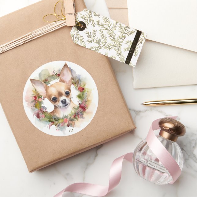 Pegatina Redonda Navidades de Chihuahua escribieron una presentació (Regalar)