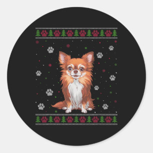 Pegatina Redonda Navidades de Chihuahua Mascota de Navidad animal p