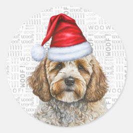 Pegatina Redonda Navidades de Cockapoo Dog