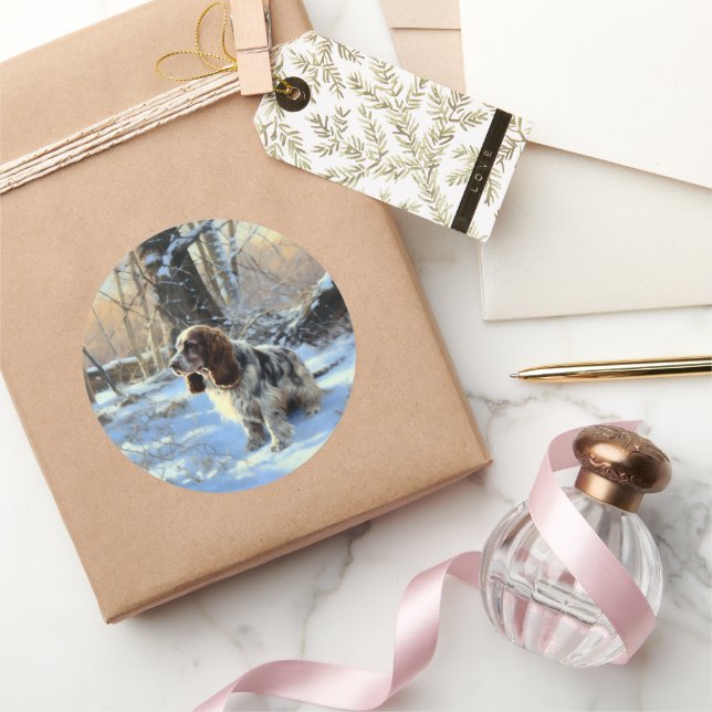 Pegatina Redonda Navidades de Cocker Spaniel Let It Snow (Regalar)