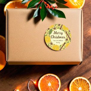 Pegatina Redonda Navidades de color amarillo picante