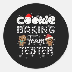 Pegatina Redonda Navidades de Cookie Baking Team Tester Gingerbread