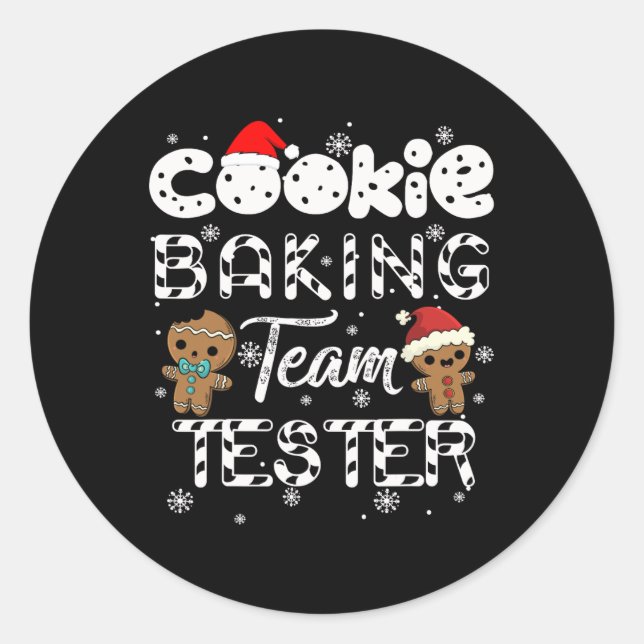 Pegatina Redonda Navidades de Cookie Baking Team Tester Gingerbread (Anverso)