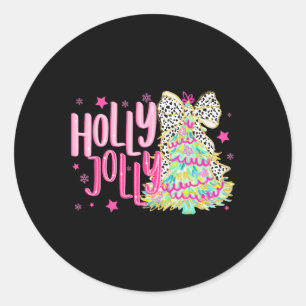 Pegatina Redonda Navidades De Coquette Colorful Holly Y Jolly Chris