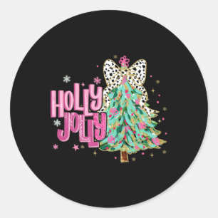 Pegatina Redonda Navidades De Coquette Colorful Holly Y Jolly Chris