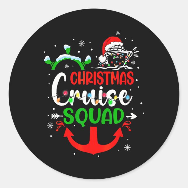 Pegatina Redonda Navidades de crucero para familias crucero crucero (Anverso)