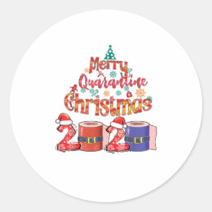 Pegatina Redonda Navidades de cuarentena de los cerezos 2020 Pajam