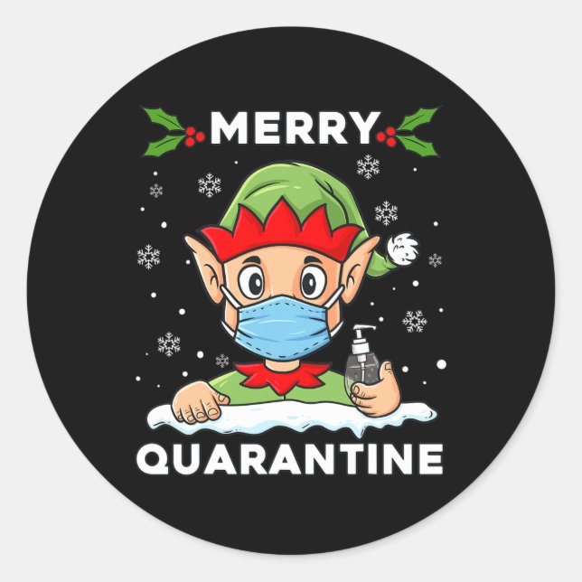 Pegatina Redonda Navidades de Cuarentena Elf Fun Family Xmas (Anverso)