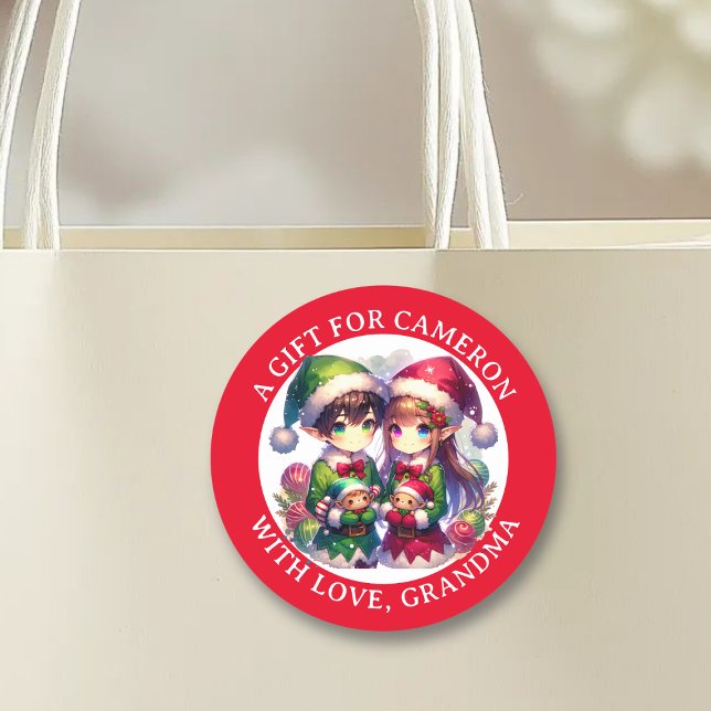 Pegatina Redonda Navidades de Cute Anime Elves | De (Subido por el creador)