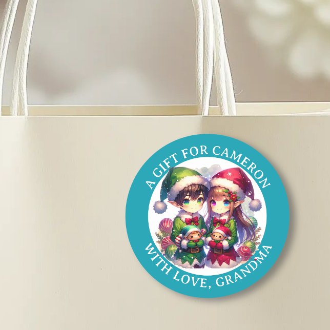 Pegatina Redonda Navidades de Cute Anime Elves | De (Subido por el creador)