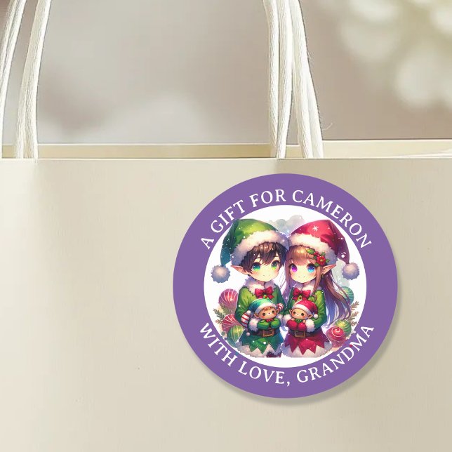 Pegatina Redonda Navidades de Cute Anime Elves | De (Subido por el creador)