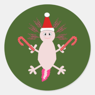 Pegatina Redonda Navidades de Cute Axolotl