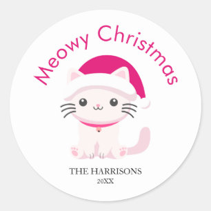 Pegatina Redonda Navidades de Cute Cat Meowy