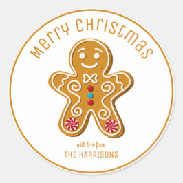 Pegatina Redonda Navidades de Cute Gingerbread Man Cookies