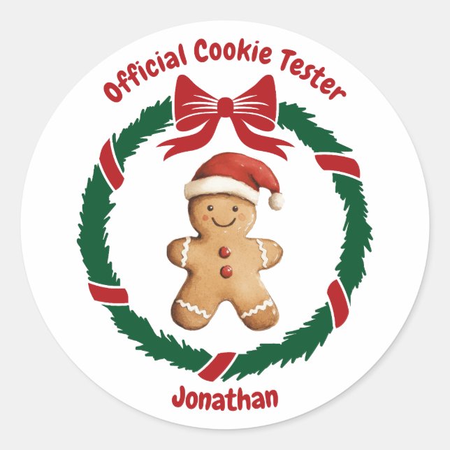 Pegatina Redonda Navidades de Cute Official Cookie Tester (Anverso)