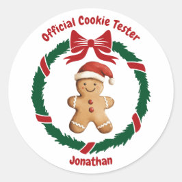Pegatina Redonda Navidades de Cute Official Cookie Tester
