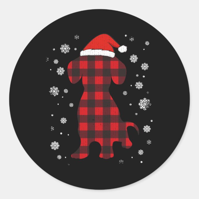 Pegatina Redonda Navidades de Dachshund Santa Hat Dog Lover (Anverso)