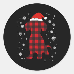 Pegatina Redonda Navidades de Dachshund Santa Hat Dog Lover