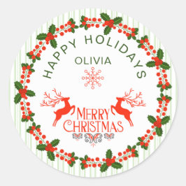 Pegatina Redonda Navidades de decoración de vacaciones con letras r