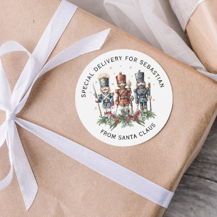 Pegatina Redonda Navidades de desnucracker infantil personalizados