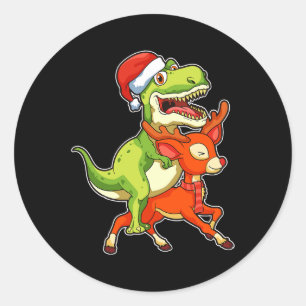 Pegatina Redonda NAVIDADES de dinosaurios TRex Pajama