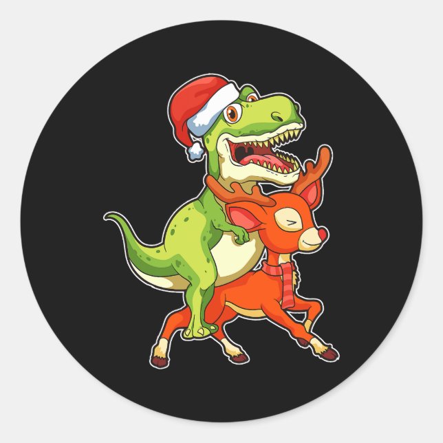 Pegatina Redonda NAVIDADES de dinosaurios TRex Pajama (Anverso)