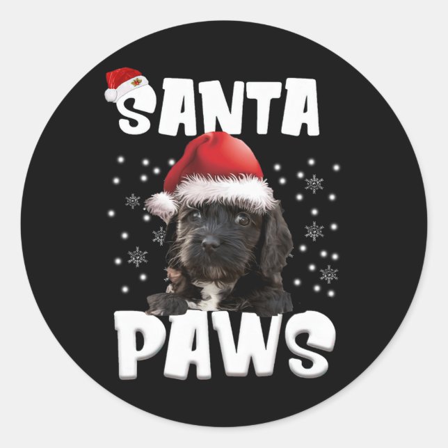 Pegatina Redonda Navidades de Diversión Apoo Iluminan Perro Perro P (Anverso)