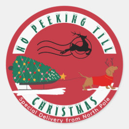Pegatina Redonda Navidades de Doxie Merry y Bright Dachshund